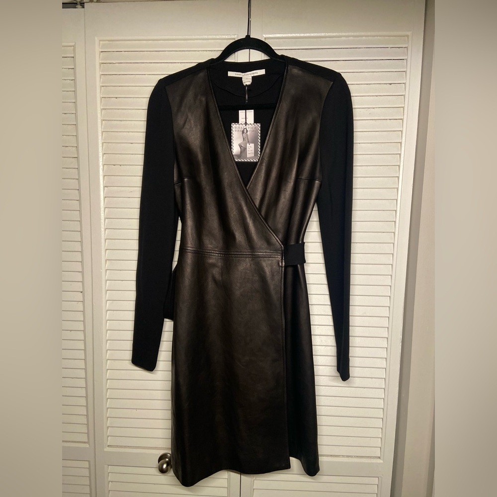 Diane von Furstenberg | Leather Wrap Dress Black Size 6